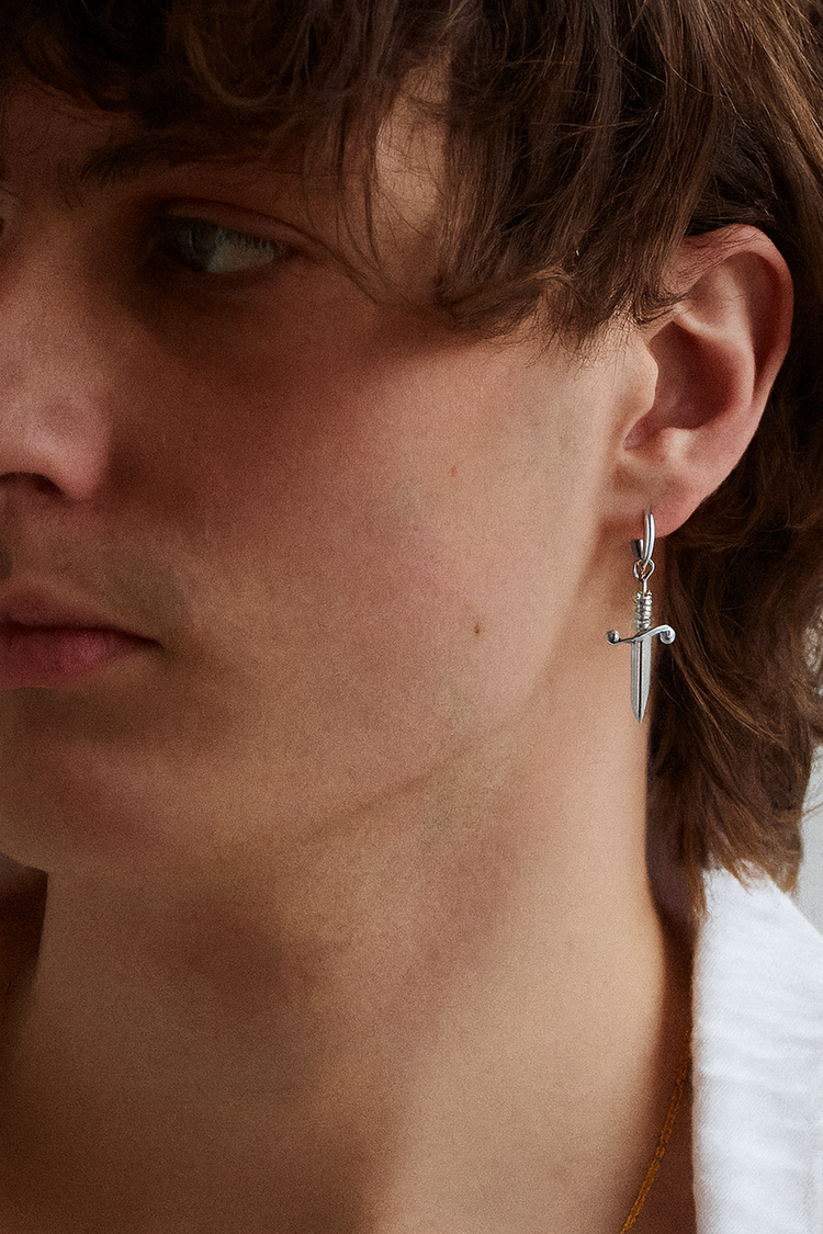 Dagger Earring Charm in Silver